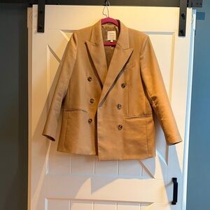 Tan Double-Breasted Blazer
